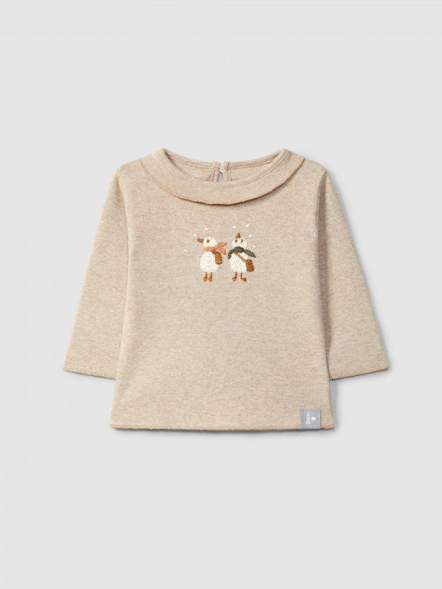 T-SHIRT RICAMO UCCELLINI